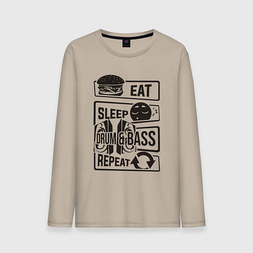 Мужской лонгслив Есть спать драм-н-бейс / Миндальный – фото 1