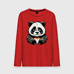 Лонгслив хлопковый мужской Милая панда лежит, цвет: красный