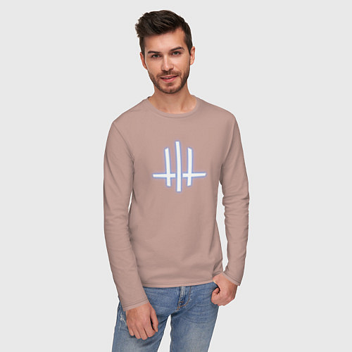 Мужской лонгслив Wine and Rope W Neon Logo / Пыльно-розовый – фото 3