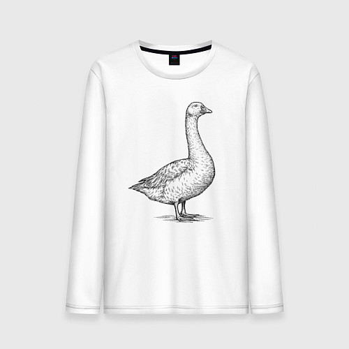 Мужской лонгслив Гусь в профиль / Белый – фото 1