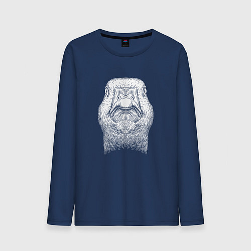 Мужской лонгслив Утка спереди / Тёмно-синий – фото 1