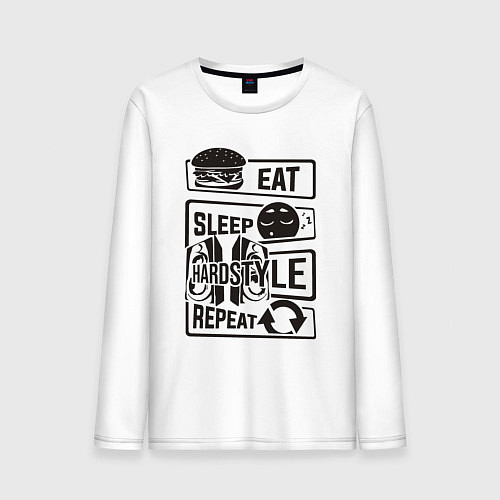 Мужской лонгслив Eat sleep hardstyle / Белый – фото 1