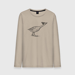 Мужской лонгслив Гусь в шапке атакует