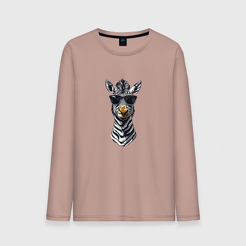 Мужской лонгслив Зебра в солнечных очках / Пыльно-розовый – фото 1