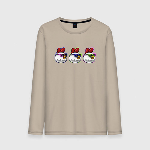 Мужской лонгслив Чикен Ган - цыплята / Миндальный – фото 1