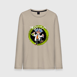 Лонгслив хлопковый мужской Безумный ученый, цвет: миндальный