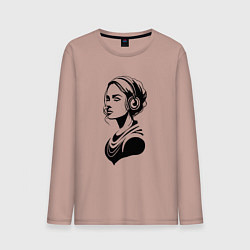 Мужской лонгслив Девушка с музыкой