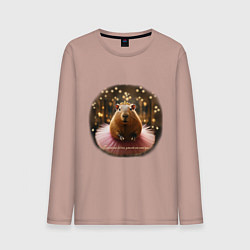 Мужской лонгслив Мем капибара и надпись: порхай как бабочка