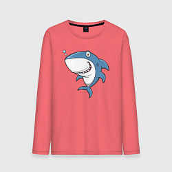 Лонгслив хлопковый мужской Cute shark, цвет: коралловый