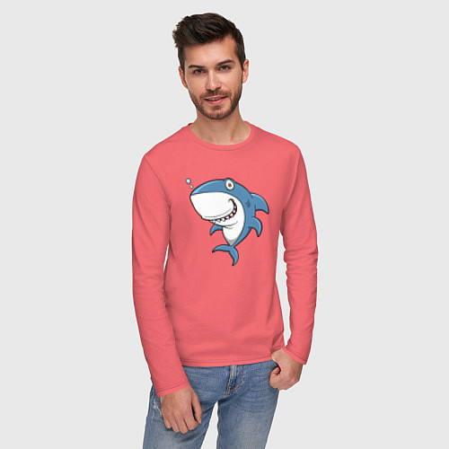 Мужской лонгслив Cute shark / Коралловый – фото 3