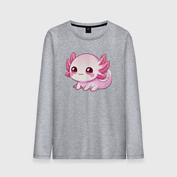 Лонгслив хлопковый мужской Милый аксолотль, цвет: меланж