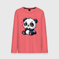 Лонгслив хлопковый мужской Забавная маленькая панда, цвет: коралловый