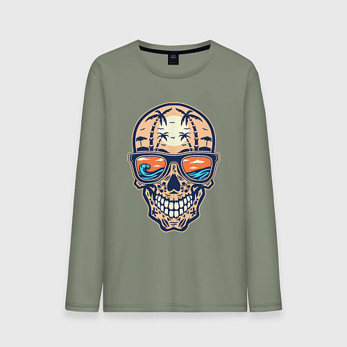 Мужской лонгслив Summer skull / Авокадо – фото 1