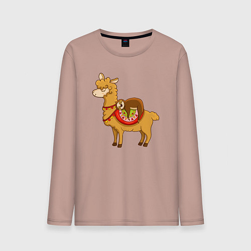 Мужской лонгслив Лама и ленивец / Пыльно-розовый – фото 1
