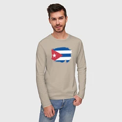 Лонгслив хлопковый мужской Флаг Кубы, цвет: миндальный — фото 2