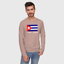 Лонгслив хлопковый мужской Free Cuba, цвет: пыльно-розовый — фото 2