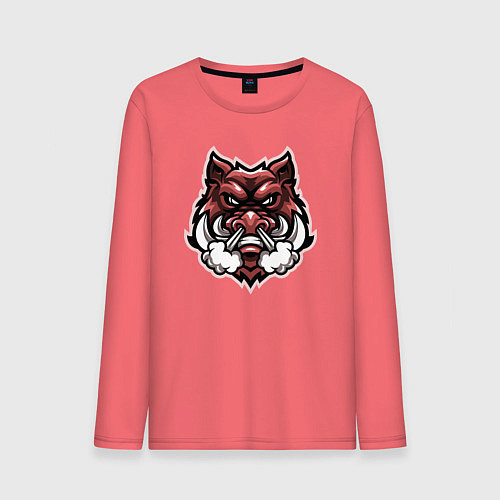 Мужской лонгслив Дикий кабан / Коралловый – фото 1
