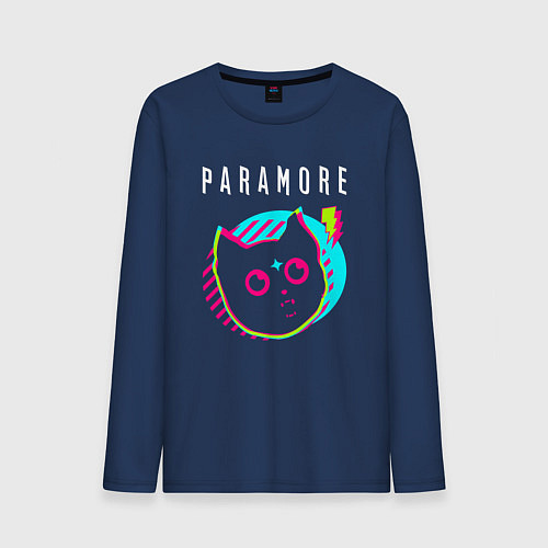 Мужской лонгслив Paramore rock star cat / Тёмно-синий – фото 1