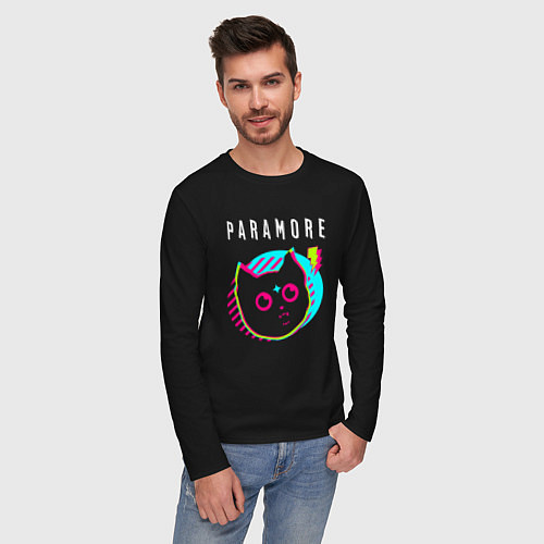Мужской лонгслив Paramore rock star cat / Черный – фото 3