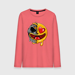 Лонгслив хлопковый мужской Love smile, цвет: коралловый