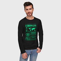Лонгслив хлопковый мужской Cyberpunk streetwear, цвет: черный — фото 2