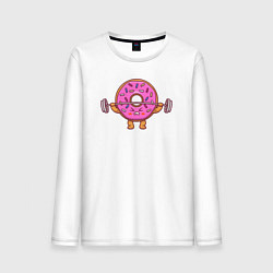 Лонгслив хлопковый мужской Пончик со штангой, цвет: белый