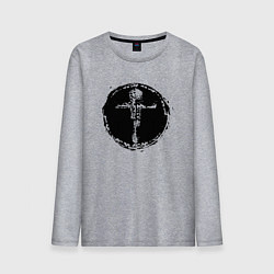 Лонгслив хлопковый мужской Крест в круге фактурный, цвет: меланж