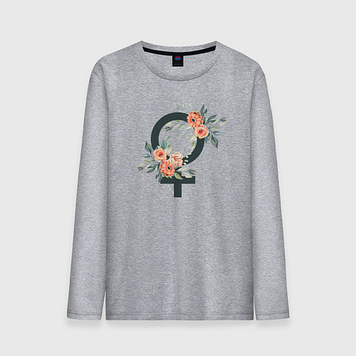 Мужской лонгслив Female sign flowers / Меланж – фото 1