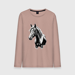 Лонгслив хлопковый мужской Портрет лошади, цвет: пыльно-розовый