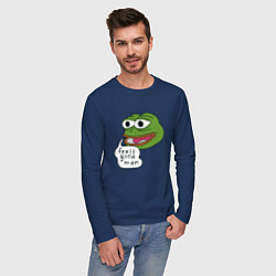 Лонгслив хлопковый мужской Pepe feels good man, цвет: тёмно-синий — фото 2