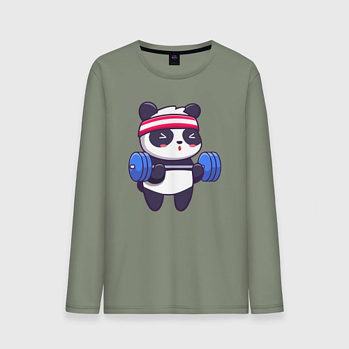 Мужской лонгслив Панда в качалке / Авокадо – фото 1