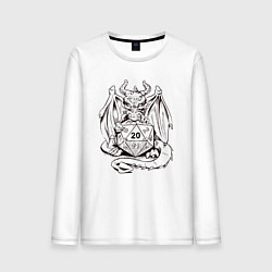 Мужской лонгслив Дракончик обнимает игральную кость