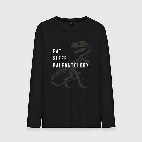 Мужской лонгслив Eat - sleep - paleontology / Черный – фото 1