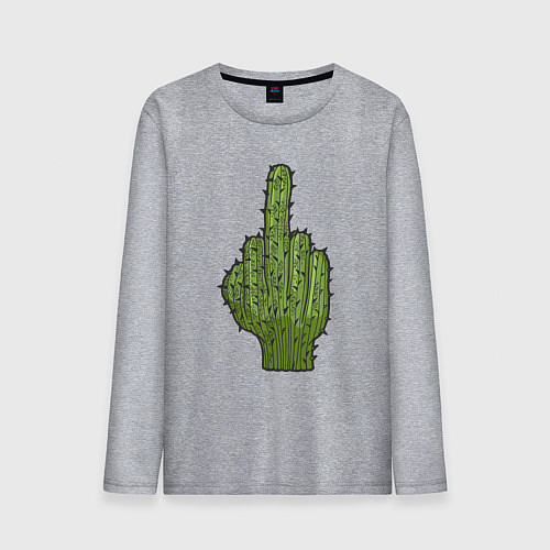 Мужской лонгслив Cactus fuck / Меланж – фото 1