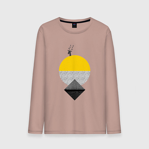 Мужской лонгслив Абстракция с оленем / Пыльно-розовый – фото 1