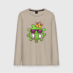 Лонгслив хлопковый мужской Вирус в короне, цвет: миндальный