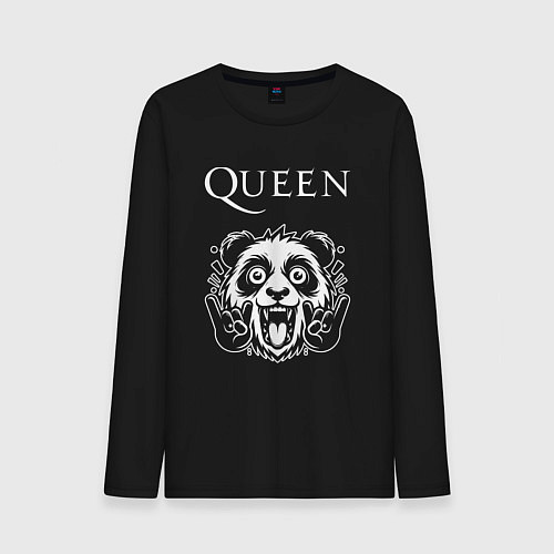 Мужской лонгслив Queen rock panda / Черный – фото 1