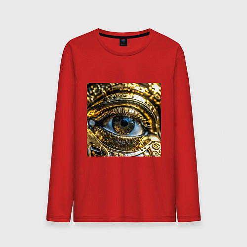 Мужской лонгслив Глаз металлический желтого цвета в стиле стимпанк / Красный – фото 1