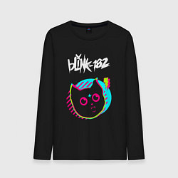Лонгслив хлопковый мужской Blink 182 rock star cat, цвет: черный
