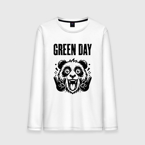 Мужской лонгслив Green Day - rock panda / Белый – фото 1
