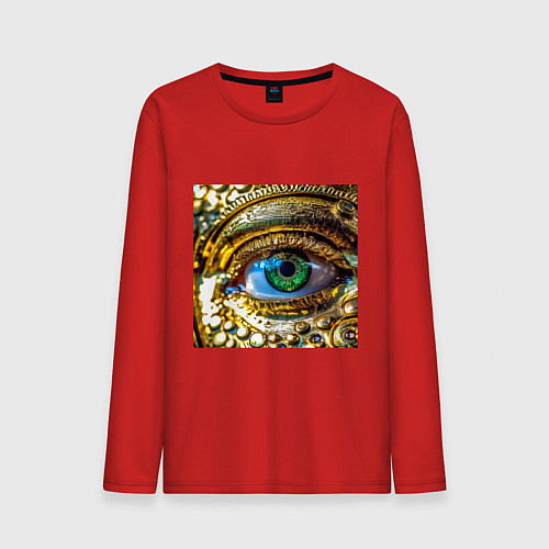 Мужской лонгслив Золотой глаз металлический в стиле стимпанк зелено / Красный – фото 1