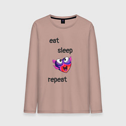 Лонгслив хлопковый мужской Eat sleep woohoo repeat, цвет: пыльно-розовый