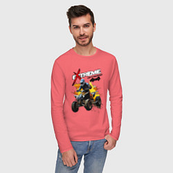 Лонгслив хлопковый мужской Quad bike - off road, цвет: коралловый — фото 2
