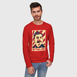Лонгслив хлопковый мужской Stalin face, цвет: красный — фото 2