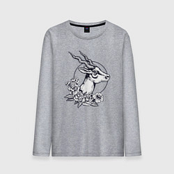 Мужской лонгслив Антилопа и цветы