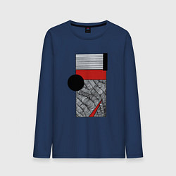 Лонгслив хлопковый мужской Волны и круг, цвет: тёмно-синий