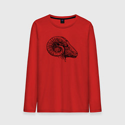 Лонгслив хлопковый мужской Профиль барана, цвет: красный