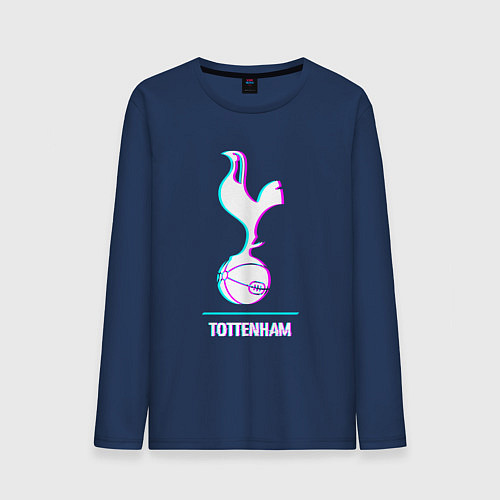 Мужской лонгслив Tottenham FC в стиле glitch / Тёмно-синий – фото 1