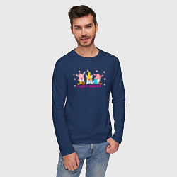 Лонгслив хлопковый мужской Гномы поздравляют с Пасхой, цвет: тёмно-синий — фото 2