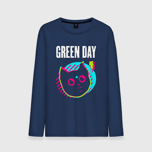 Мужской лонгслив Green Day rock star cat / Тёмно-синий – фото 1